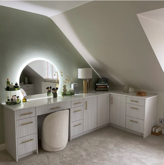 Fitted dressing table with illuminated mirror, fitted by JL Kitchens & Bedrooms